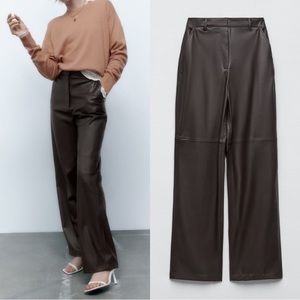 NWT Zara Pleated Faux Leather Pants